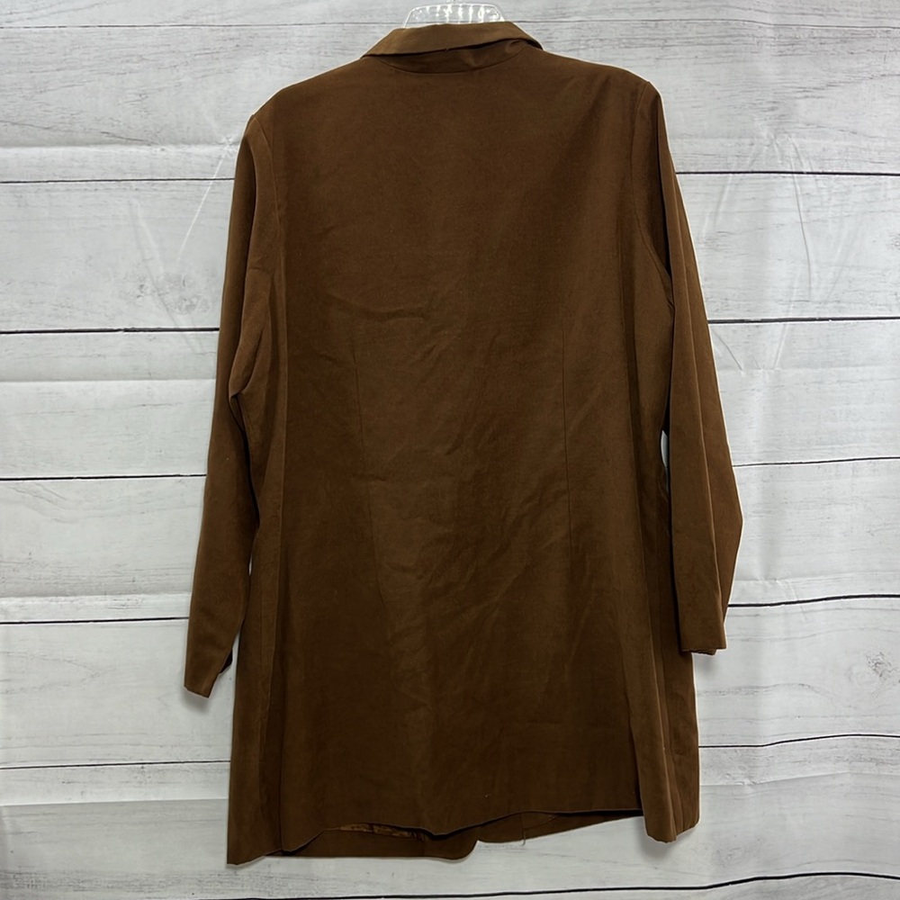 Vintage 220 Hickory Suede Feel Polyester Button-up Jacket Brown est SZ: M - Picture 2 of 5